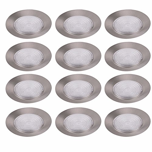 Elitco Lighting RE13BN-12PK recessed-Light-Fixture 6" Brushed Nickel Shower Trim with Fresnel Lens, FITS A19 12 Pack