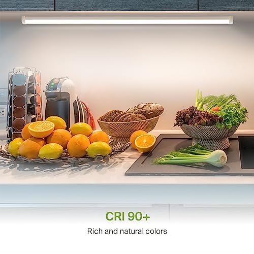 Image of ASD LED Under Cabinet Lighting, 48 inch 24W 1758 LM, Dimmable Hardwired Under Cabinet Lights for Kitchen, 3000K Soft /4000K Cool /5000K Daylight, Under Counter Light Fixtures, ETL, White