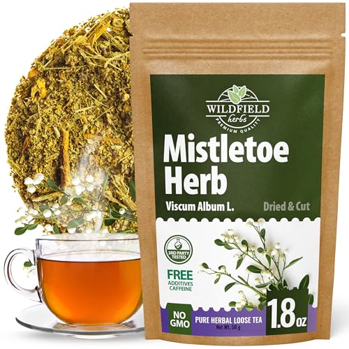 Image of 1.8 oz. Dried Mistletoe Herb Tea Goat'S (Viscum) - 50g Mistletoe Herb Herbal Tea Muerdago
