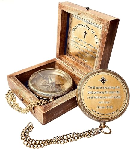 Brújula Grabada Divine Path – “I Will Guide You” Salmo 32:8 | Regalo Cristiano Inspiracional para Hombres, Mujeres, Niños y Niñas, Recuerdo de Fe Espiritual