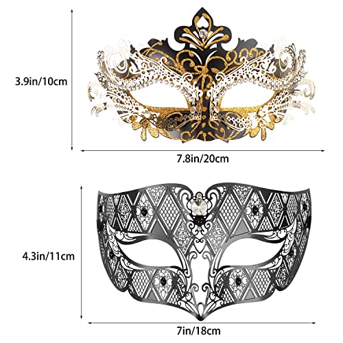 Image of Coddsmz Couples Venetian Masquerade Mask Set Luxury Style Princess Party Mask for Couples Women and Men Mardi Gras Masks