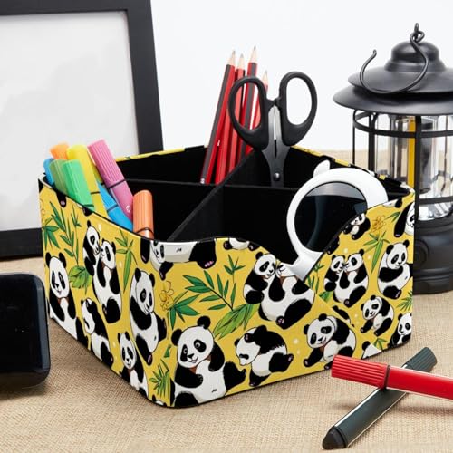 Porte-stylo rectangulaire panda jaune : la solution contre le désordre des crayons - 8