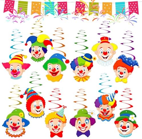 Guirnalda de payaso para carnaval, 12 unidades, en espiral, con d...