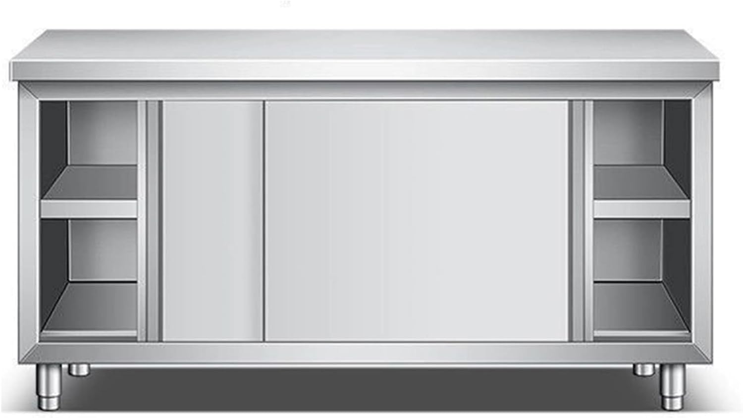 Stainless Steel Worktable Kitchen Prep Tables Multifunctional Worktable with Storage Cabinet Large Space Sturdy Metal Table Commercial Home Work Table
