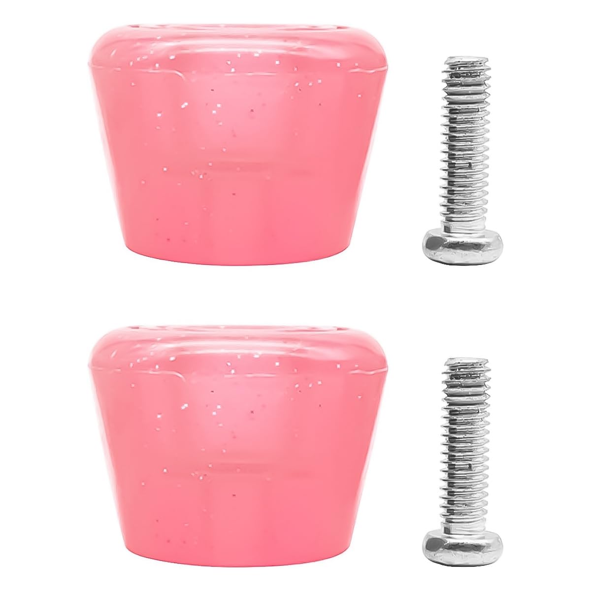 Hoite 2 Piece SetRoller Skate Toe Stoppers, Universal PU Rubber Grip Toe Stopper With Screws for Roller Skates (Clear Pink)