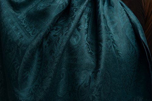Écharpe verte femme pashmina foulard à pois chaud hiver grand format 70x180 - 5