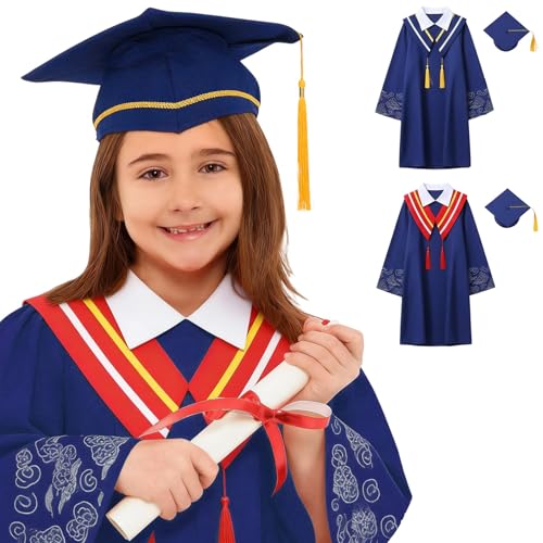 Image of Kindergarten 2025 Graduation Cap and Gown Tassel Sets with Charm 2PCS Graduations Stoles for Kids Grad Party Clothes