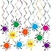 30 Pcs Artist Hanging Swirls Colorful Painting Birthday Party Decorations Paint Foil Hangings with Glittery Cutout for Art Theme Party Birthday Party Shower Party Rainbow Party Supplies