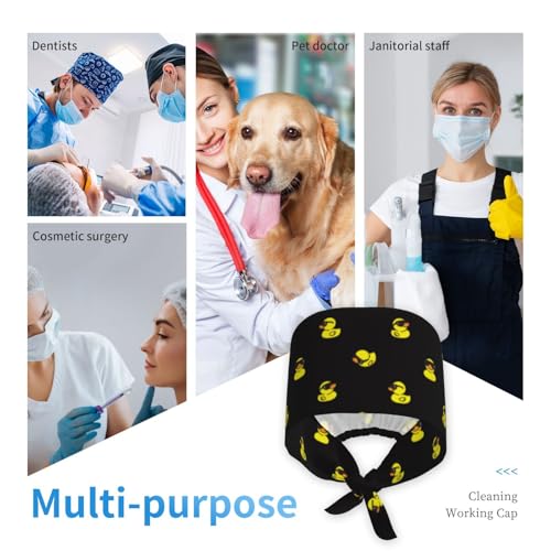 Image of Working Cap Scrub Cap with Sweatband Adjustable Unisex Women Tie Back Hat Nurse Surgical Caps