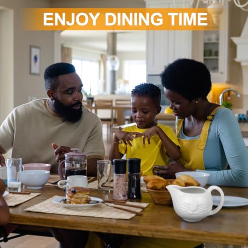 Cat Gravy Boat, 10oz Ceramic Classic Gravy Jug, Small Sauce Jug with Smooth Handle, Porcelain Sauce Boat for Salad Dressing, Broth, Cream, Milk - Image 5