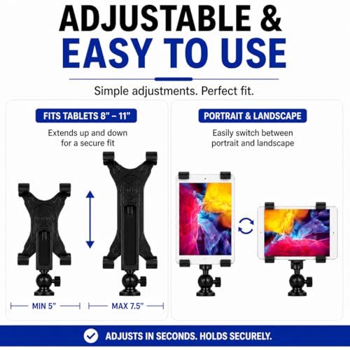 Image of Acuvar Tablet Tripod Mount (Universal) for Apple iPad, iPad Air, iPad Mini & Most Other Tablets + an eCostConnection Microfiber Cloth