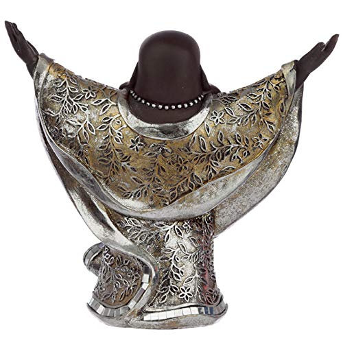 Grande Statue Bouddha Chinois Rieur Bras Levés - Figurine Résine Dorée Pour Déco Intérieur