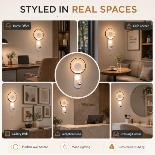 Image of Smartway Clique 25W Modern LED Wall Lamp | Ring Shape Decorative Wall Light for Living Room, Bedroom & Bedside | 3 Light Modes (Warm White, Natural White & Cool White)