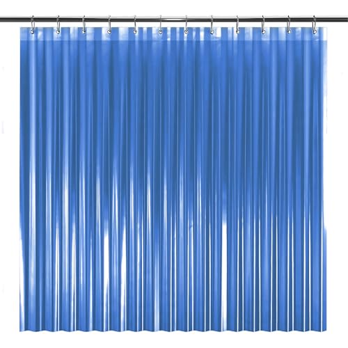 Image of LiBa Shower Curtain Liner PEVA 8G, 72x72 Inch Waterproof Blue | Non-toxic PEVA shower liner, rust-proof grommets, weighted hem, blue clear waterproof plastic shower curtain Liner
