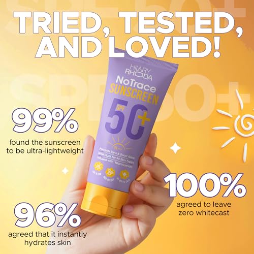 Image of Hilary Rhoda No Trace Sunscreen Spf 50 PA+++ | Broad Spectrum & Ultra Lightweight Texture I With Niacinamide & Hyaluronic Acid | Squalane | Cream-Based Sunscreen | UVA /UVB & Blue Light Protection | Non-Greasy | All Skin Types | 50g