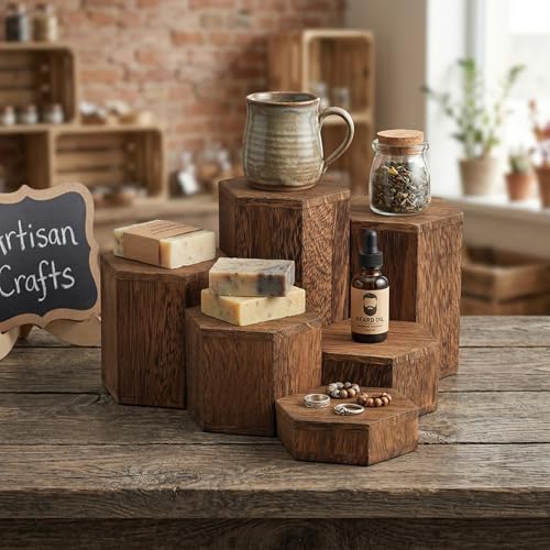 Présentoir hexagonal en bois : base de rangement pour bijoux et figurines - 4