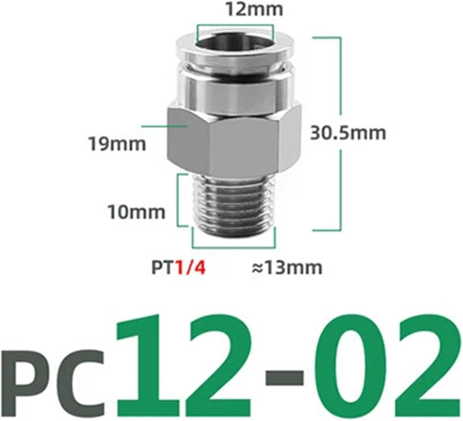 PC 304 stainless steel external thread pneumatic quick coupling 1/8" 1/4" 3/8" 1/2" external thread trachea hose connector(PC12-02)