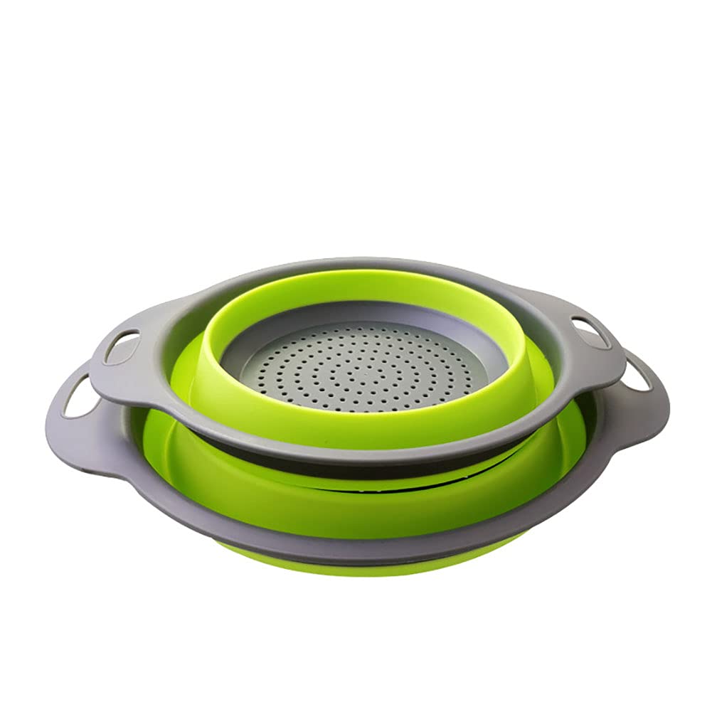 Colador plegable de silicona para verduras/frutas, colador plegable para cocina, color verde 8
