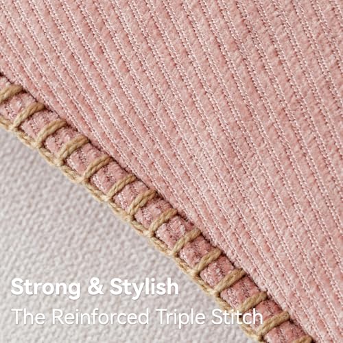 Image of a moment Pack of 2 Decorative Chenille Throw Pillow Covers with Twill Cushion Covers for Sofa Living Room Couch Bed 22x22 Inch,Crafted Border Blush Pink