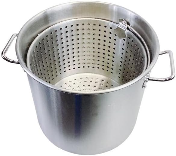 32QT Stainless Steel Stockpot With Steamer Basket Cookware Boiling Pot Kitchen