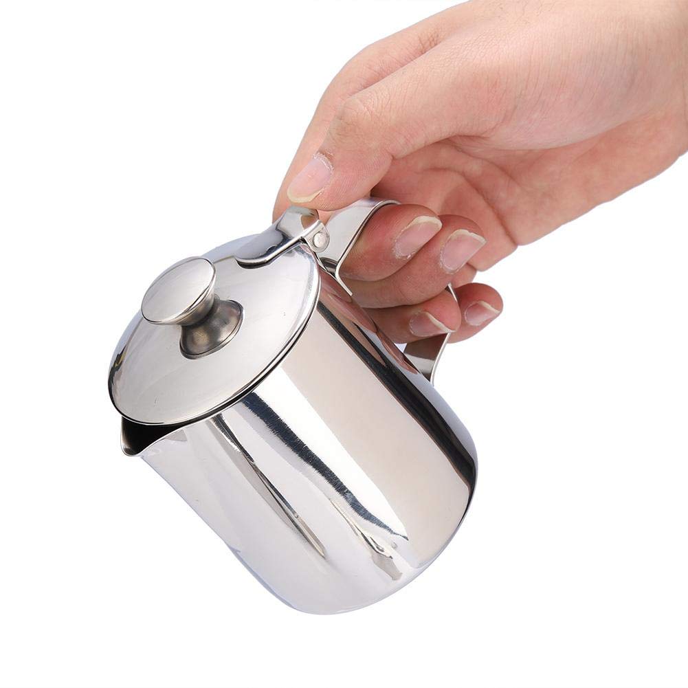 Nikou Tazza di schiuma tazza di caffè in acciaio inox brocca di schiuma di latte brocca con coperchio per Latte Coffee Art(350ml)