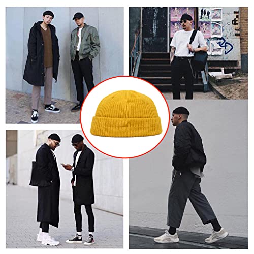 SUWIAKLALL Chapéu gorro masculino decoração gorro touca confortável para clima frio, Luz amarela