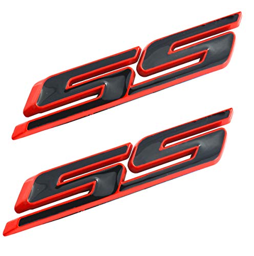 Image of Aimoll 2pcs SS Emblems ABS Sticker 3D Logo Replacement for Impala Cobalt Camaro 2010 2011 2012 2013 2014 2015 2016 2017. (Red /Black)