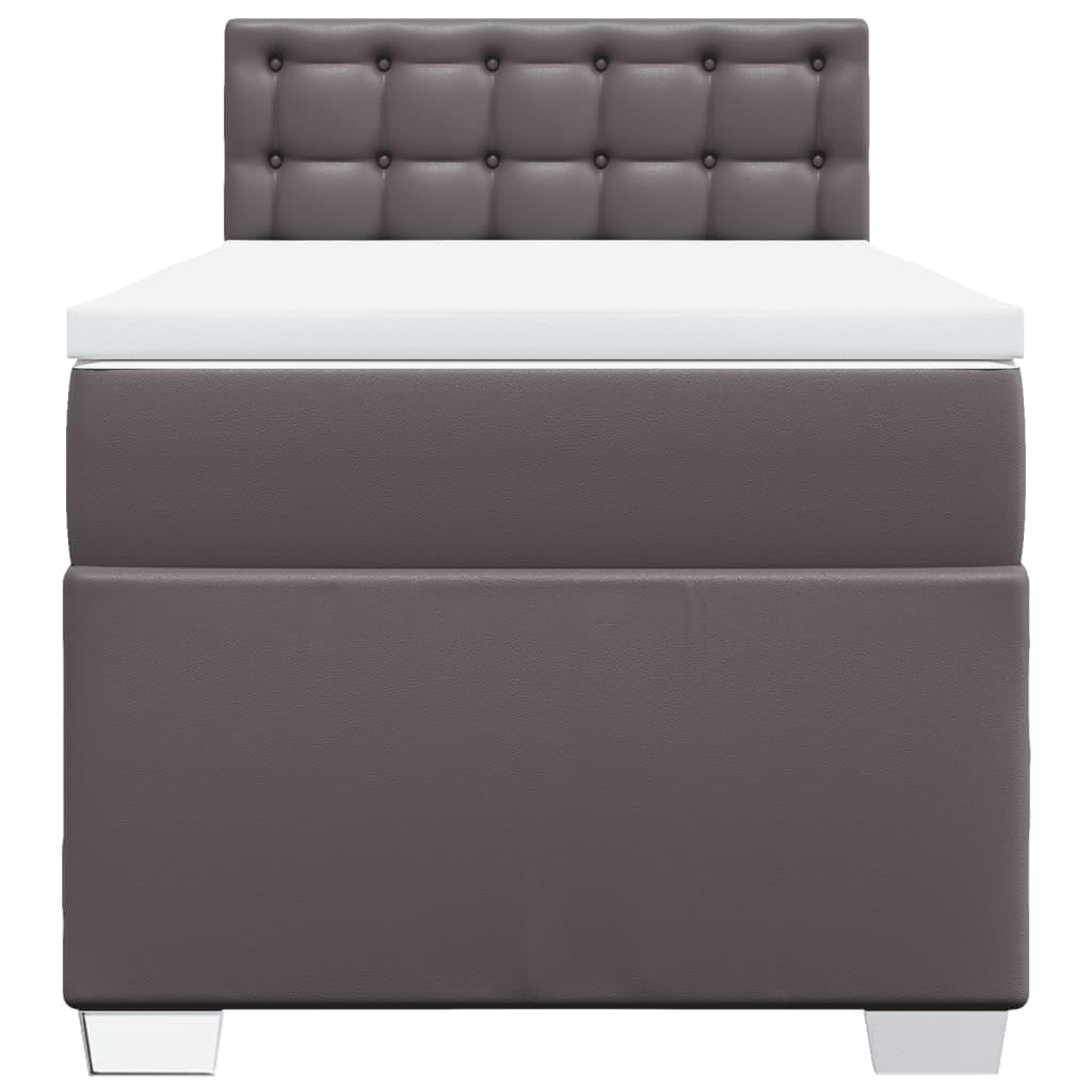 Łóżko Sprężyny Pudełkowe - Mattress Spring, Sprung Divan, Sztuczna Skórzana Metalowa Rama łóżka, z Zagłówkiem i Materacem (80 x 200 cm)