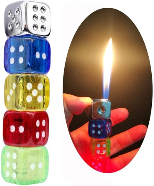 (Sold Without Gas) Dice Lighter Butane Plastic Soft Flame