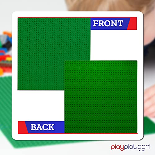 Play Platoon 15 Inch X 15 Inch Baseplate For Building Bricks - Extra Large Landscape For Building Blocks - Green Classic Platform Baseplates Compatible With All Major Brands, 2 Pack #TOP4