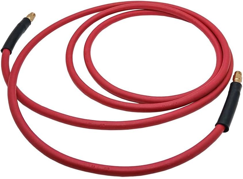 Interstate Pneumatics HA44-012ES 1/4 Inch x 12 ft Red Rhino Rubber Air Hose WP 300 PSI (1/4 Inch Male Swivel Barb Connector)