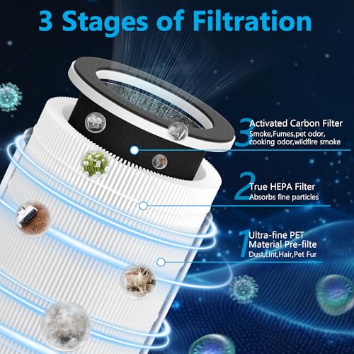 Image of 2 Packs HAP609 Replacement Filter Compatible with ECOSELF HAP609 Air Purifi-er for Home Large Room up to 1800 Ft, Main Filter