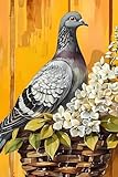 【Impeccable Quality】The canvas size is 12x16 Inch/30x40 cm. Each of our 5D diamond painting kit has a high-quality canvas and diamonds 【Extremely Easy to Use and Simple to Operate】Our The Pigeon Standing in the Basket 5d diy diamond crafts painting k...