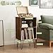 Leesingdo Record Player Stand with Vinyl Storage, Vinyl Record Storage Cabinet Holds Up to 150 Albums, End Table for Record Player, Turntable Stand for Living Room, Brown