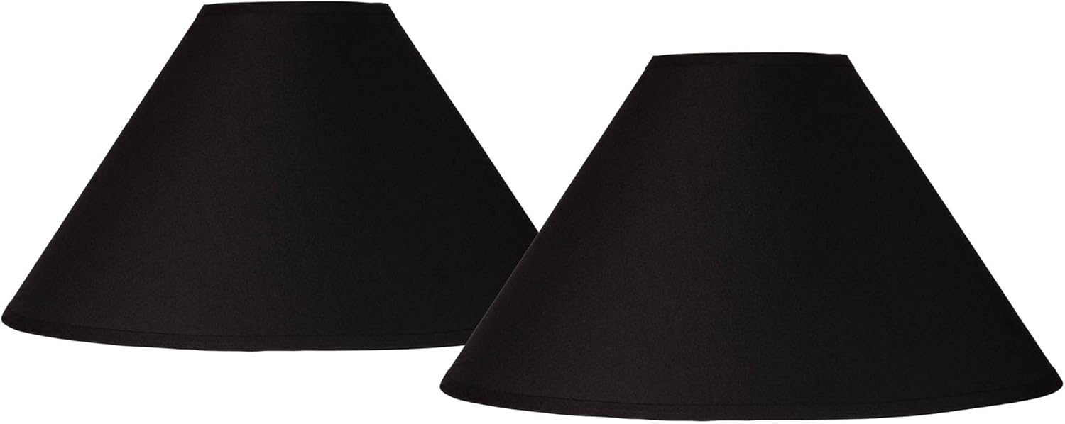 Set of 2 Empire Chimney Lamp Shade (Pre-Assembled) s Black Large 6" Top x 19" Bottom x 12" Slant Spider with Replacement Harp and Finial Fitting - Springcrest