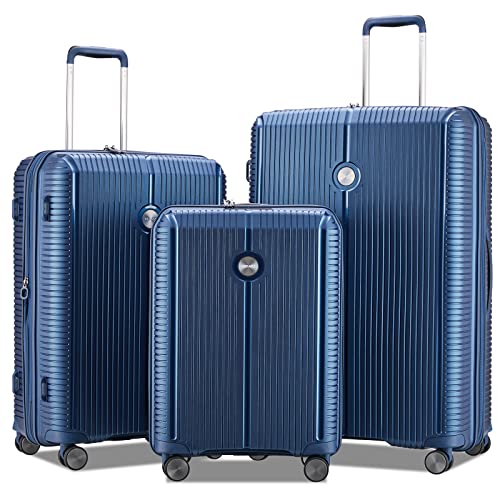 Image of Verage Carry On Luggage with Spinner Wheels, Expandable Hardshell Spinner Suitcase for Travel, TSA Approved (3-Piece Set (20 /24 /28), Blue)