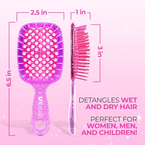 Image of FHI Heat UNbrush Mini Detangler Brush for Pain-Free Brushing on All Wet or Dry Hair Types - Durable Duoflex Anti-Static Bristles, Lightweight Handle, Vented Mini Hair Brush
