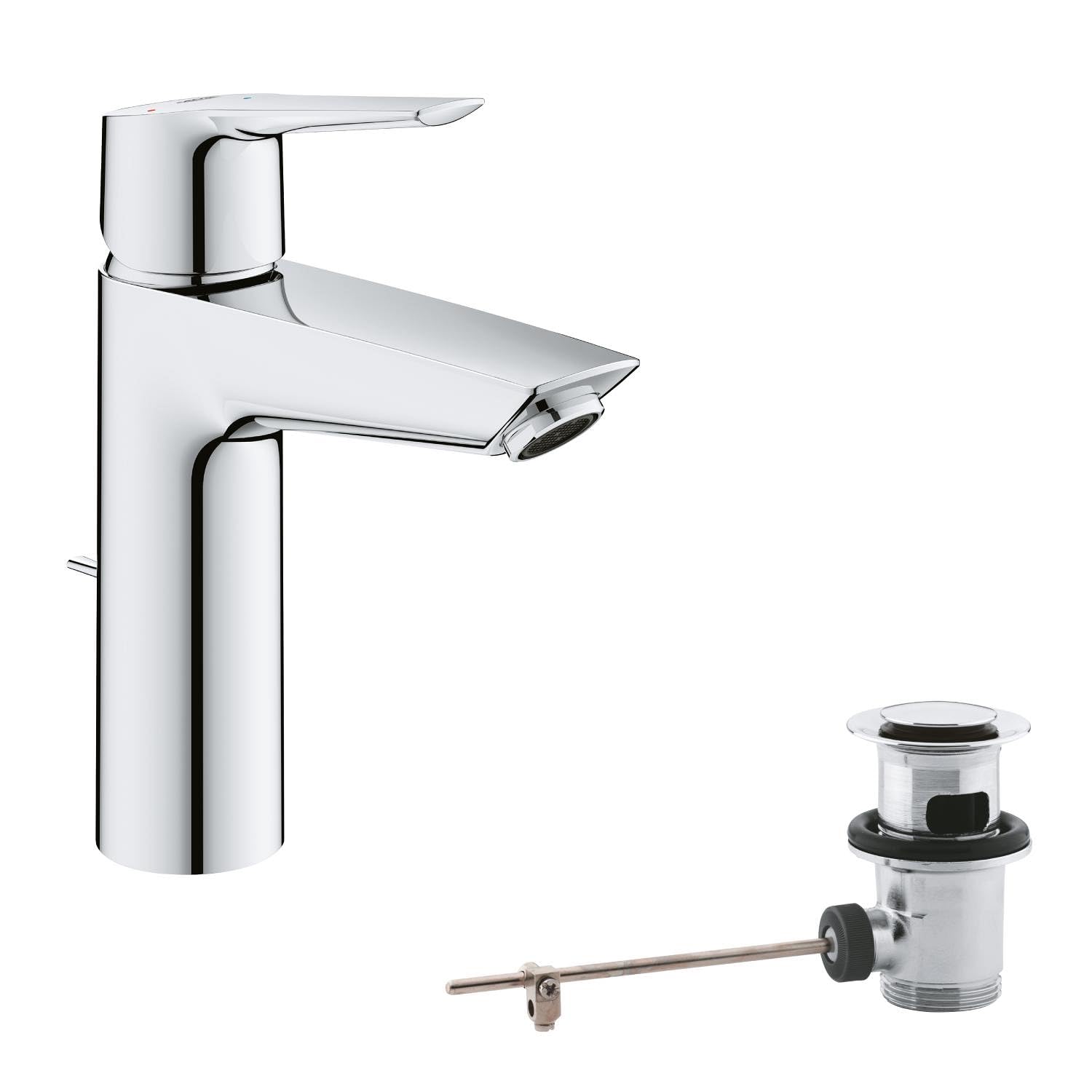 GROHE 23552002 Quickfix Start, Miscelatore Monocomando per Lavabo Taglia M, SilkMove ES, Strumento di Installazione Incluso, Cromo