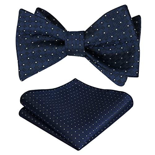 Image of Alizeal Mens 2pcs Solid Self-tied Bow Tie Set | Alizeal Mens 2pcs Self-tied Solid /Animal Bow Tie and Pocket Square Set Perfect for Wedding Business Formal Events
