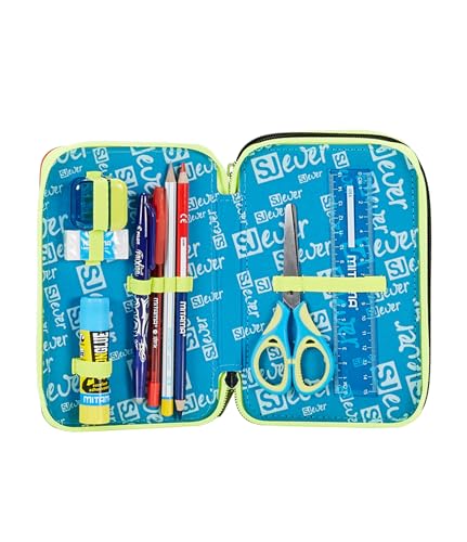 Sj Ever Astuccio Scuola 3 Zip, Rosso, Playjam Boy, Portapenne Triplo Scomparto Completo Di Penne, Matite, Colori, Accessori Zaino, Elementari, Medie, Bambino - 3