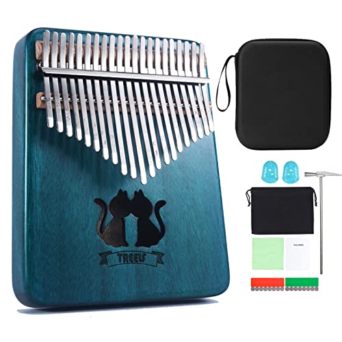 TREELF Kalimba Piano à pouce Mbira 21 touches Cadeau pour enfants et adultes débutants (bleu) - Les Beatles, Paul McCartney, John Lennon, RIngo Starr, George Harrison TREELF Kalimba Piano à pouce Mbira 21 touches Cadeau pour enfants et adultes débutants (bleu)