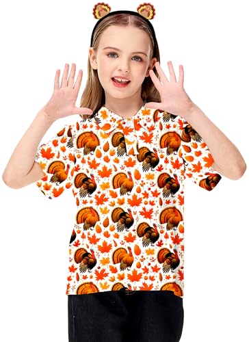 Image of AOBUTE Kids 4th of July Polo American Flag Short Sleeve Button Down Shirts Tops 3-14 Years