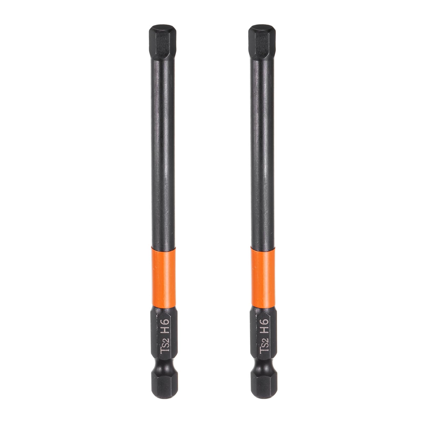 sourcing map 2pcs H6 Hex Head Drill Bit Wrench 6mm Metric Flat Tip 1/4" Hex Shank 100mm (4") Long Magnetic Black Phosphate Hexagonal Screw Driver Socket Industrial Screwdriver Power Bits