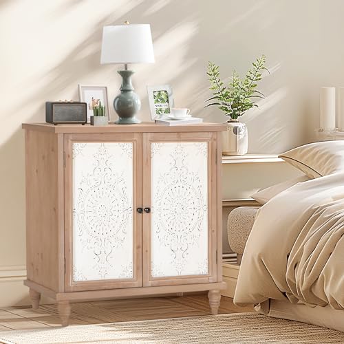 MAISON ARTS Accent Cabinet with Doors, Vintage Decorative Storage Cabinet Farmhouse Entryway Living Room Cabinet Kitchen Buffet Cabinet Small Sideboard, Salem Style