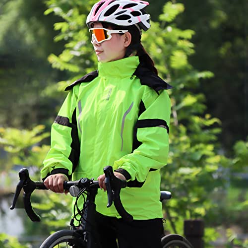 Wosawe Motorcycle Rain Jacket Mens Cycling Waterproof Reflective Coat, Green Xl #TOP7