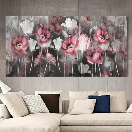 Affiches et impressions peinture sur toile rose moderne 50x100cm