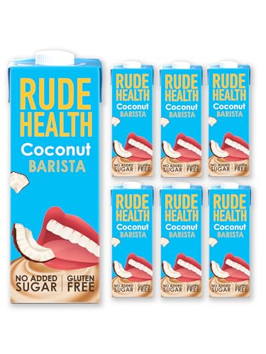Rude Health 6 x 1 Litre Coconut Barista Drink Dairy Free 100% Natural Drink No Added Sugar Healthy & Vegan Milk Lactose Free Milk No Additives Gluten Free Recyclable Packaging