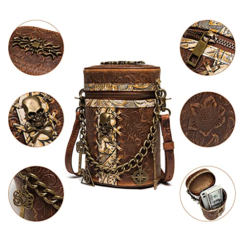 Micoklinlin Crossbody Bags for Women Genuine Leather Novelty Trendy Steampunk Phone Shoulder Bag Mens Handbag for Travel2