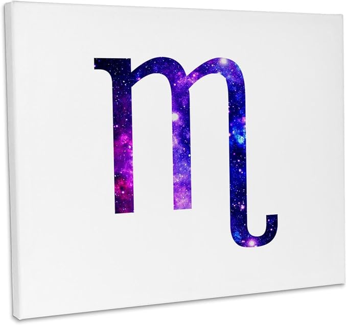 3dRose, Scorpio horoscope symbol - purple zodiac glyph astrological star sign, Museum Grade Canvas Wrap 10x8