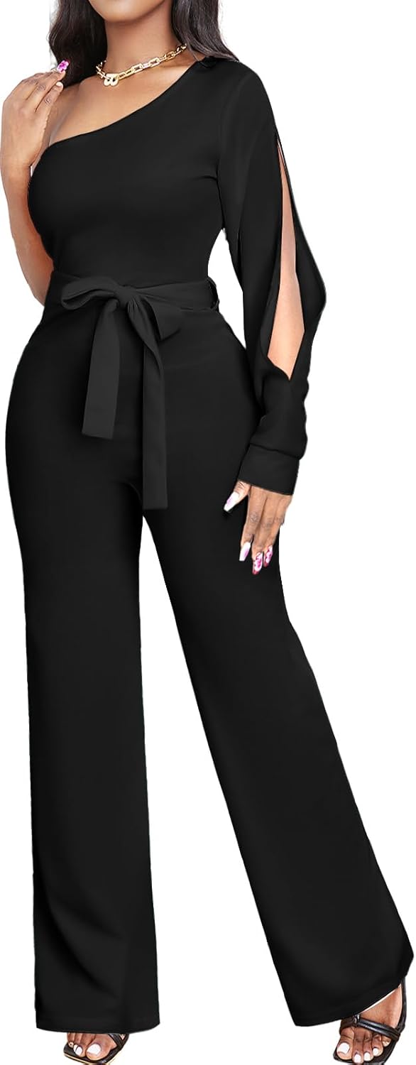 sexycherry Formal Jumpsuit for Women Dressy Elegant Long Straight Pants Jumpsuits for Party Club with Zipper - Image 3